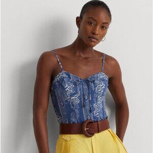 Lauren Ralph Lauren Blue Floral Bustier Top Women's Size 12 New with Tags!